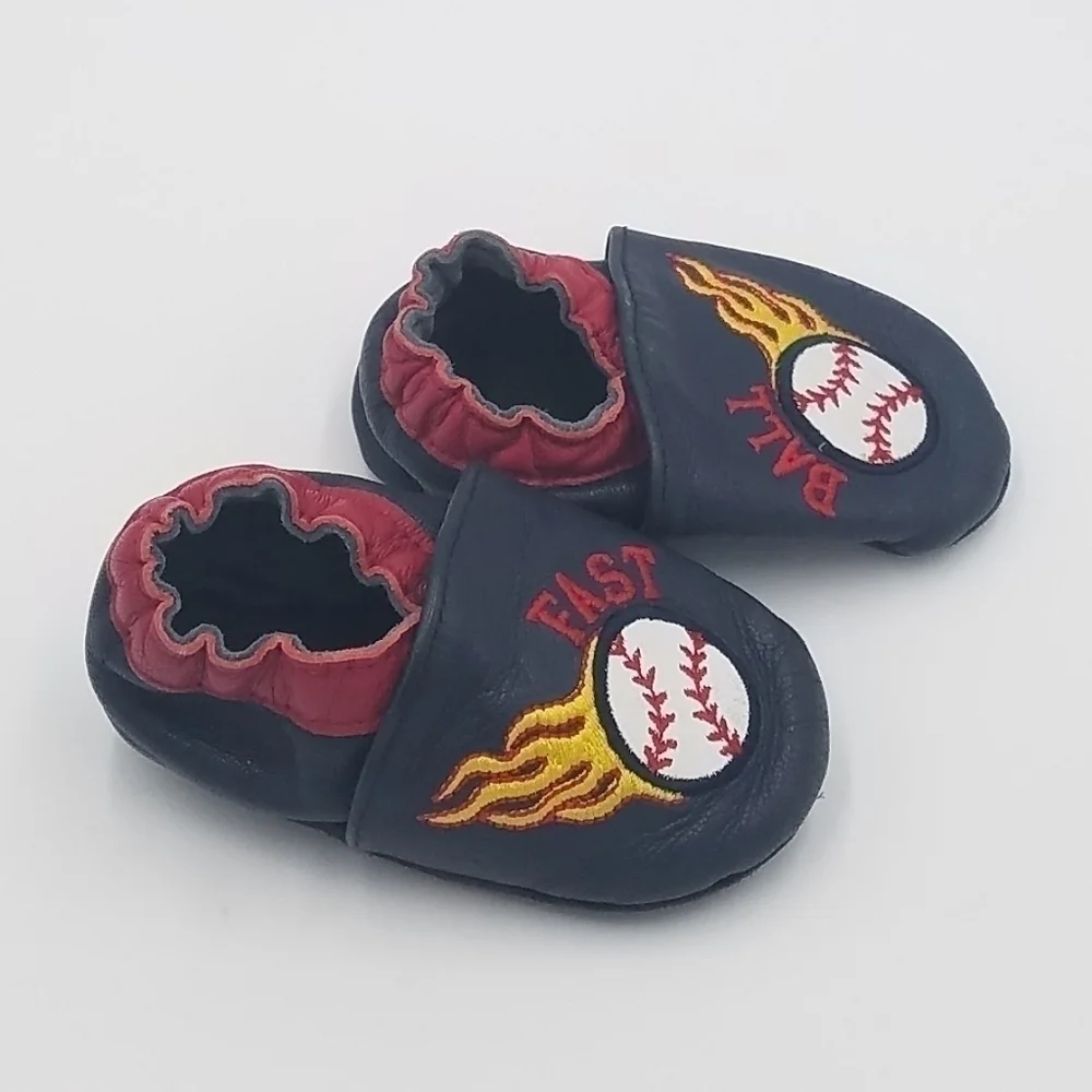 Baseball Fast Ball Baby Moccasins 6-12m